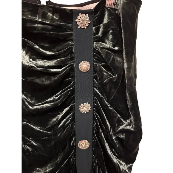 Veronica Beard Navita Emerald Green Velvet Skirt Size 16 Embellished Midi NWT - Picture 4 of 13